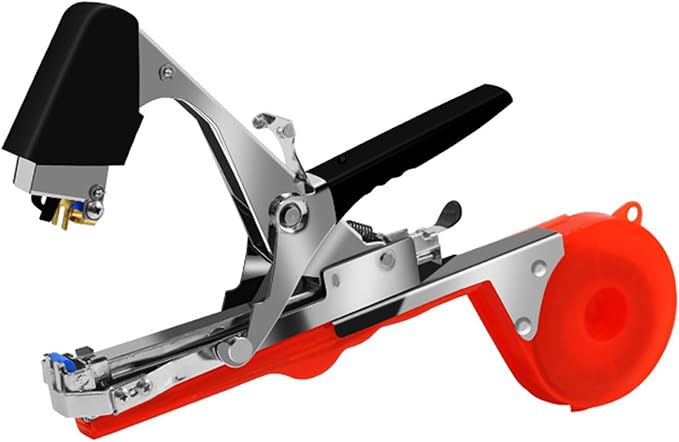 Plant Tying Machine Tool Set Lightweight Vining Tying Tool for Binding Vines for Tomatoes Cucumbers Peppers Eggplants &amp Gardening Includes 10000pcs Staples &amp 20 Rolls of Tape (Red)