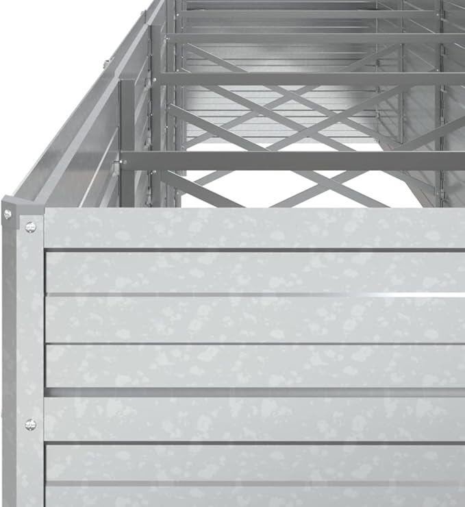 Garden Raised Planter Raised bedsGalvanized PlanterFlower BedTroughMetal PlanterRaised Garden BedBed 189x31.5x30.3 Galvanized Steel Silver