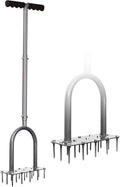 Walensee Lawn Aerator Spike Metal Manual Dethatching Soil Aerating Lawn with 15 Iron Spikes Pre-Assembled Grass Plug Aerator Tools for Yard Lawn Aeration Garden Tool Revives Lawn Health Patented