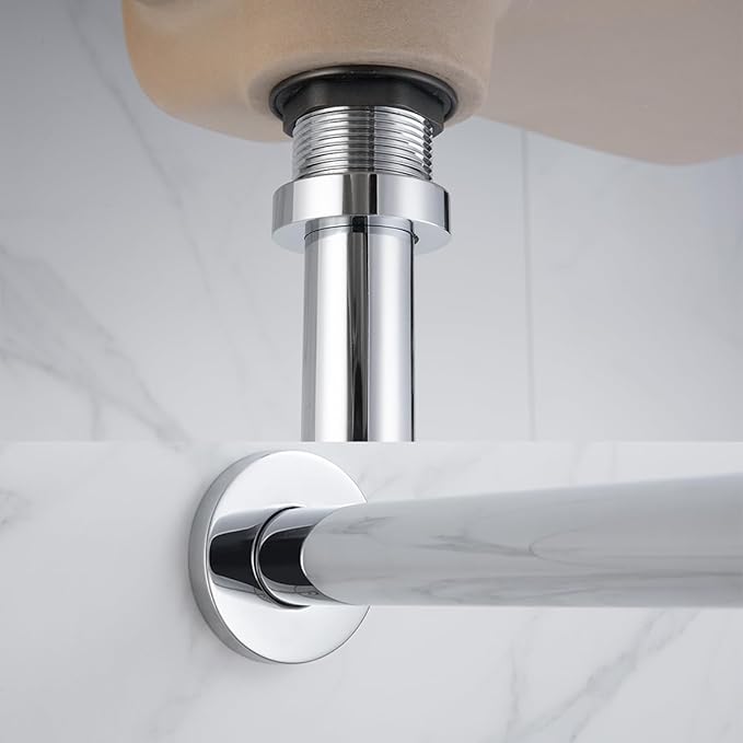 RANDOM Brass Round Bottle P-Trap 1 1/4Raise and Lengthen Adjustable Basin Sink Waste Drain Trap KitChrome.RD-83888C-L