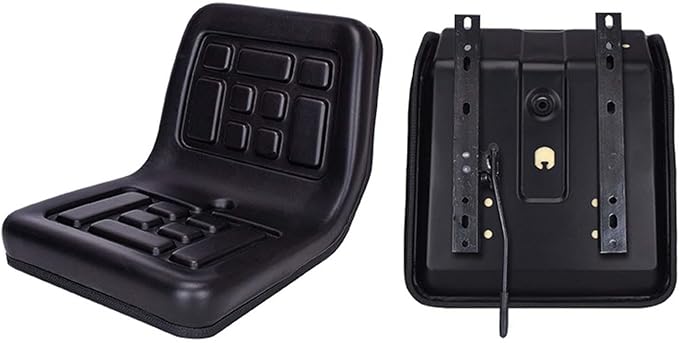 Tractor Seat Lawn Mower Seat Comfortable PU Leather with Back Rest Harvesters Seat Universal for Rice Transplanters Excavator Slide Rail Model