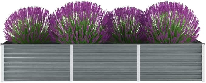 Garden PlanterOutdoor Plant BoxPatio Balcony Deck for Growing Flowers Vegetables Tomatoes and HerbsGarden Raised Bed Galvanized Steel 94.5x31.5x17.7 Gray