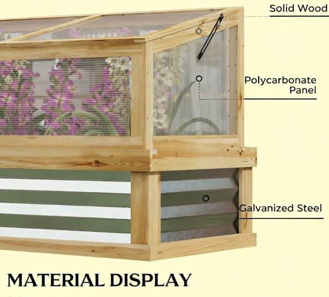 Raised Garden BedWooden Cold Frame Planter with Lean to GreenhouseRaised GFlower Bed Kit