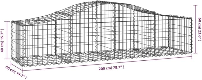6 Pack Gabion Planters 78.7x19.7x23.6 Silver Galvanized Iron Outdoor Planter Box Set for Garden Patio Backyard Industrial Raised Stone Basket for Flowers &amp Herbs