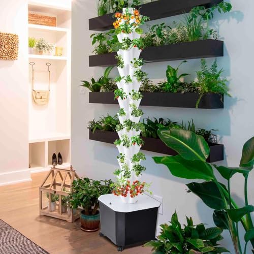 60-Plant Hydroponic Growing System Kit - 50L Large Capacity Tower with Timer &amp Water Pump - Modular Indoor/Outdoor Hydroponics for Vegetables Strawberries &amp Lettuce