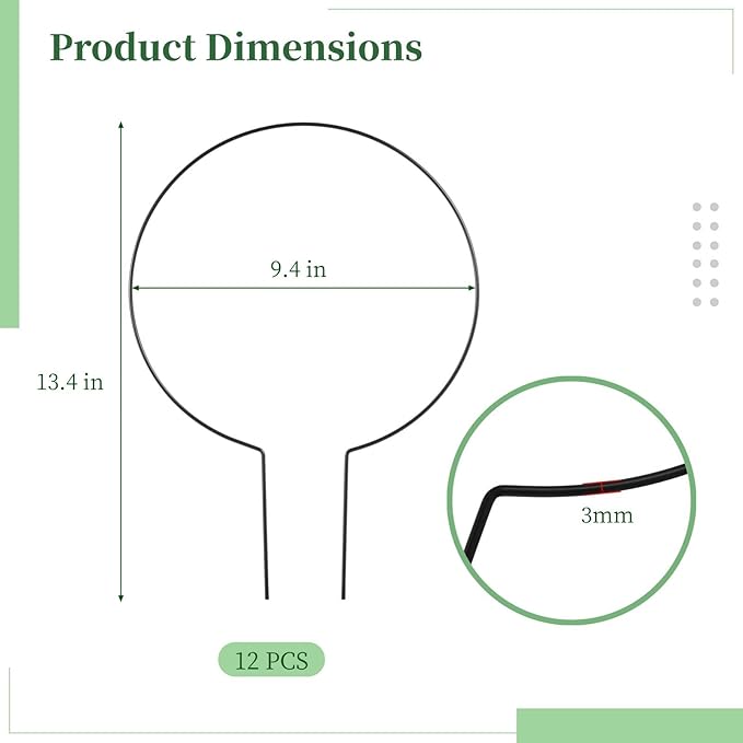 Generic Vines Pothos 12 Pcs Circle Trellis for Climbing Plants 13.4 X 9.4 in Metal Round Trellis Small Indoor Plant Trellis Rustproof Black Metal Support Frame Potted Plants