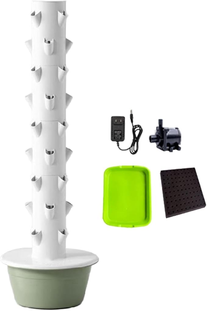 Hydroponic Tower Hydroponics Growing System Kit Eco Friendly Space Saving Vertical Garden Planter for Flowers Gardening Lover Green Size L