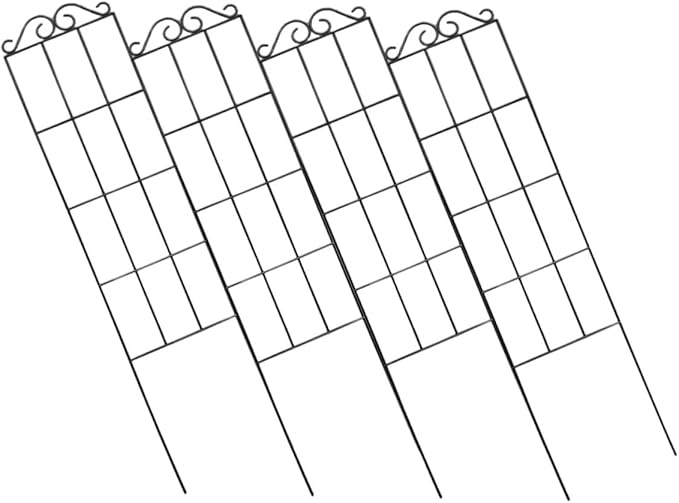 4pcs Black Metal Plant Climbing Frame Trellis Garden Support Stand for Vines Flowers Indoor Outdoor 50x15cm Plant Climbing Bracket