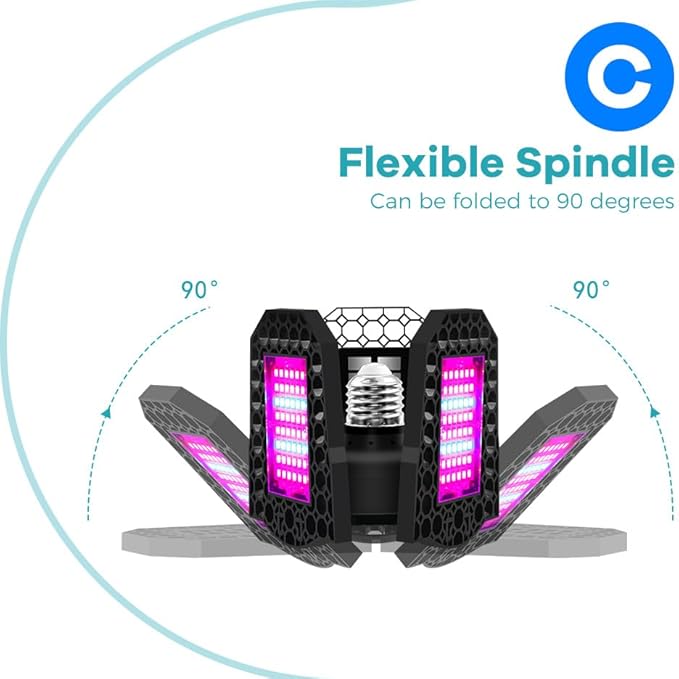 200W E26/E27 Deformable Planting Growth Lamp Bulbs 100-277V Natural Sunlight Seedling Hydroponic Fill Light 110V 5-leaf Foldable Greenhouse Tent Planting Box UV/IR Vegetable Flower Fruit Cactus Potted