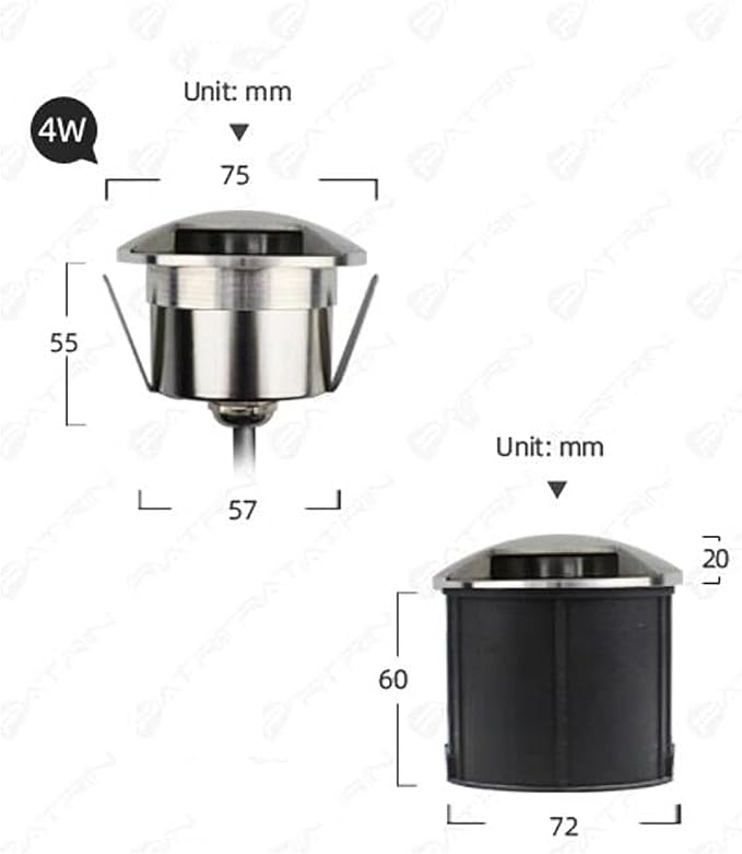 Outdoor Landscape Lamp - LED Buried Lights DC 24V Low VoltageOne / Two / Four Side Wall Light IP67 Waterproof Recessed LED Spotlight Inground Driveway Pathway Lights Easy To Install(Green4W-75MM-
