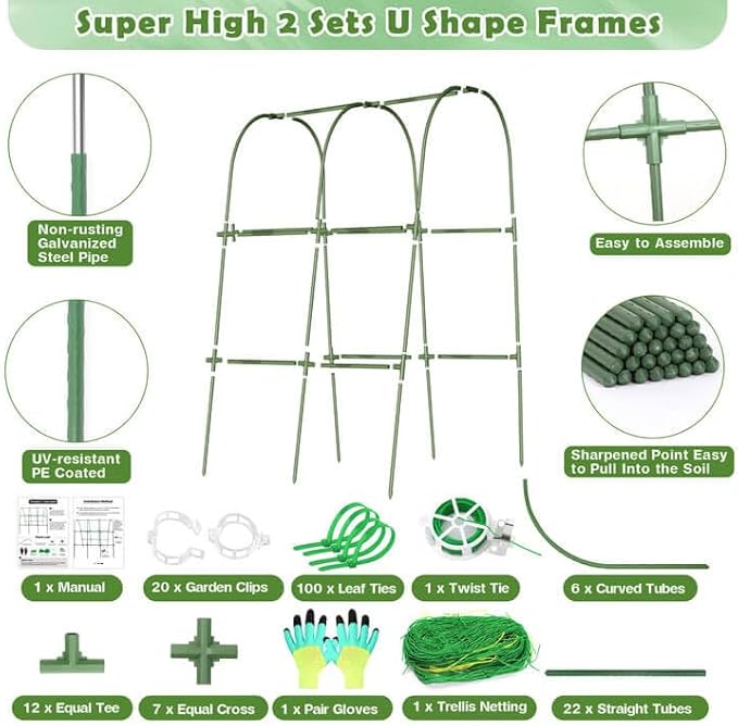 Cucumber Trellis for Raised Bed Garden Arch Trellis for Climbing Plants Outdoor Metal Garden Trellis for Spring Vegetables Cucumber Trellis for Spring Tomato Bean Pea Grape Plant