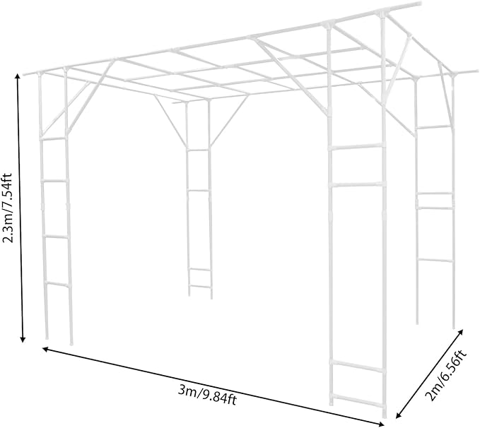 Heavy-Duty Plant Climbing Trellis 9.84×6.56×7.54ft Steel Garden Arch Frame for Climbing Plants Vegetables Flowers Outdoor Greenery Support Stand for Yard Patio Garden(White)