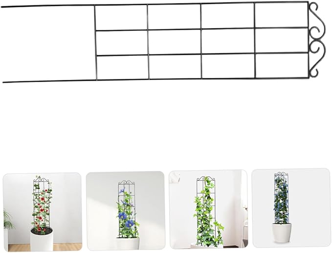 TIDTALEO 4pcs Metal Garden Trellis Support Frames for Climbing Plants and Vines 50x15cm Black Potted Plant Cage for Indoor and Outdoor Gardening