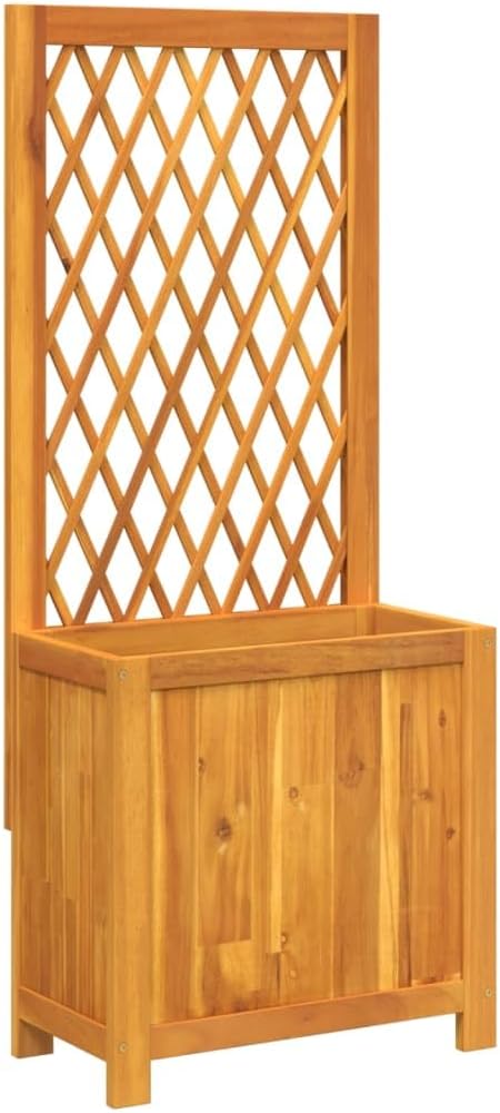 Garden Planter with Trellis Outdoor Raised Garden Bed Planter with Trellis Wooden Flower Standing Planter Box 21.7x11.6x52 Solid Wood Acacia-133