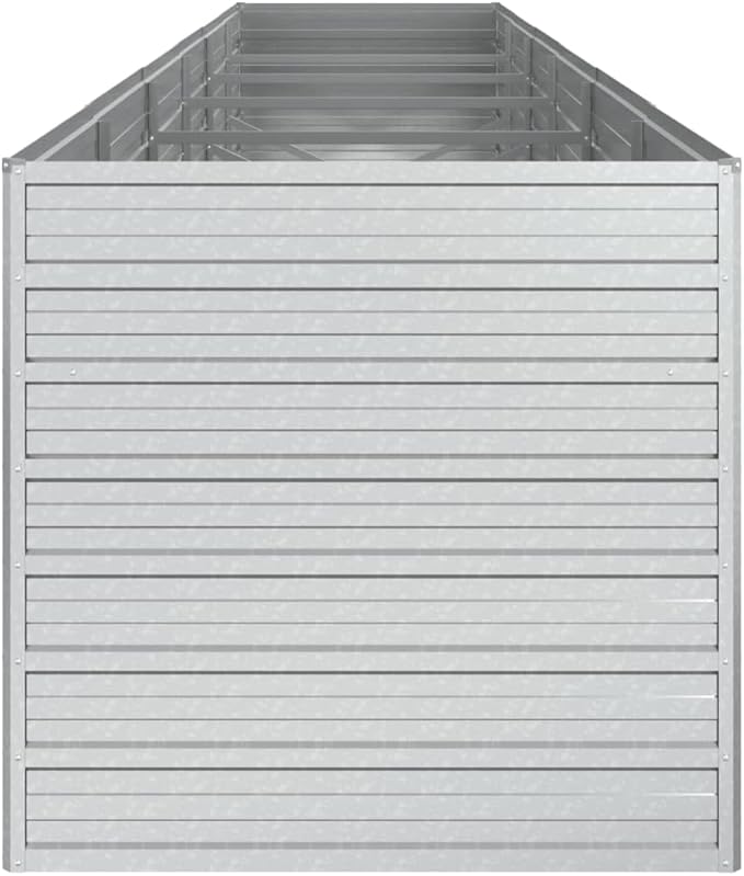 Garden Beds Outdoor Planter Cages Boxes Herb Garden Raised Bed 189x31.5x30.3 Galvanized Steel Silver for Garden Outdoor Lawn Patio Flower Planters Metal Trough