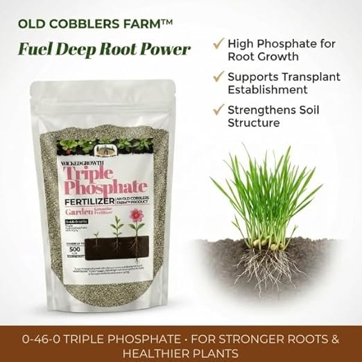 Old Cobblers Farm™ Wicked Growth Triple Phosphate Fertilizer - for Strong Roots and Vibrant Growth (5 lbs | 10 lbs | 15 lbs | 20 lbs) (15lbs)