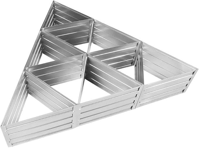 Raised Garden Bed Galvanized Steel Metal Outdoor Planter Kit Box for VegetablesFlowers FruitsHerbs (6 pc Include Tools for Installation) Silver (GD-01)