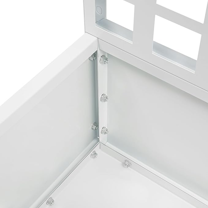 Metal Planter with Trellis 110lbs Load Capacity Free Standing Climbing Plant Support 12 Inch Deep Raised Garden Bed with Privacy Screen for Balcony Patio Garden Indoor &amp Outdoor Use(White)