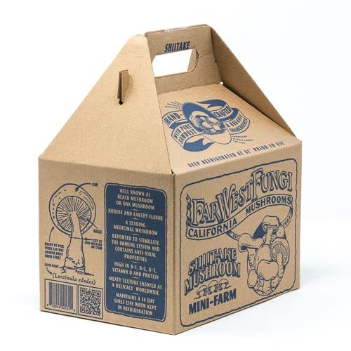 Far West Fungi Shiitake Mushroom Mini-Farm Grow Kit 5lbs Non-GMO Easy to Use Grow Your Mushrooms at Home Produced by Real Farmers in California.