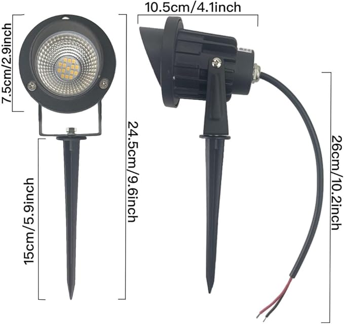 QUANS 6 Pack 12W Warm White Low Voltage Outdoor Landscape Spotlight LED Light Wall Mount Fixture Waterproof Stake Spike Stand for Pathway Lawn Garden Yard Tree Lighting 12V 24V 60V DC AC No Plug
