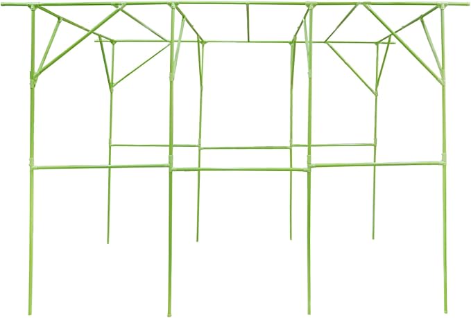 Metal Pergola Arbor Garden Arch Trellis for Climbing Plants 9.84 * 6.56 * 7.55ft Large Tall Trellis Plants Support for Climbing Vine Vegetable Fruit Flower Wedding Party (Green Style A)