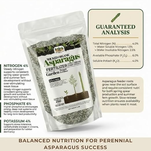 Old Cobblers Farm™ Wicked Organics Organic Asparagus Fertilizer - All-Natural Plant Nutrients for Healthy Growth (5lbs/10lbs/15lbs/20lbs) (5lbs)