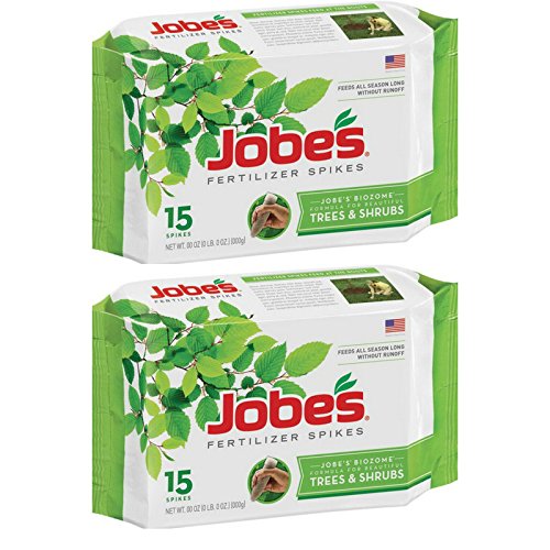 Jobe's Tree Fertilizer Spikes 16-4-4 Time Release Fertilizer for All Shrubs &amp Trees 15 Spikes per Package - 2