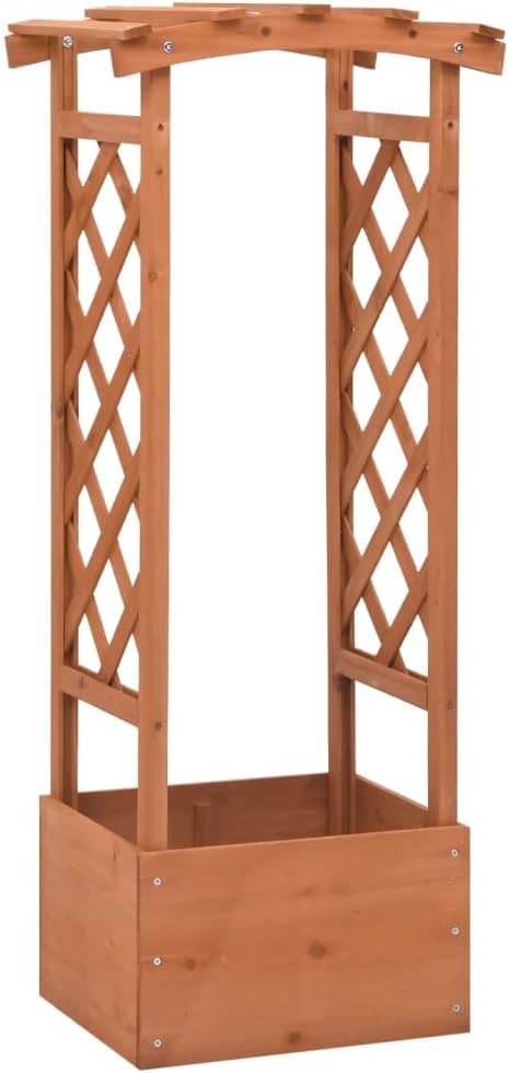 Firwood Trellis Planter with Arch 19.3x15.4x46.1 Outdoor Raised Garden Bed for Climbing Plants Durable Plant Holder for Patio Deck Balcony