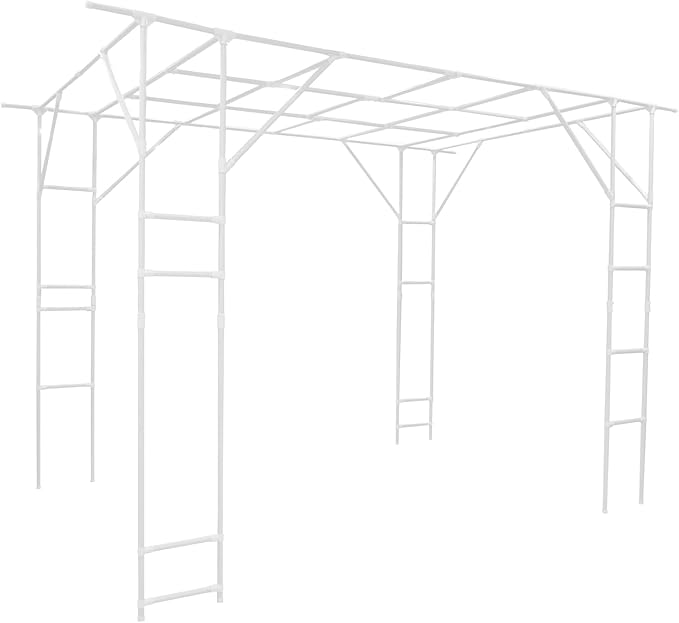 Extra Tall Garden Arch Trellis Metal Walkway Arbor Pergola with Pe Overmolding Plant Support Rack Trellises for Home Yard Plantation Garden and so On (White 118.08 * 78.72 * 90.48in)