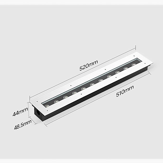 LED Landscape Lights - Outdoor Buried Lights AC 220V Stainless Steel Panel Rectangle Floor Ground Light Ip67 One-Piece Lens + Glue Encapsulation Waterproof Recessed Spotlight