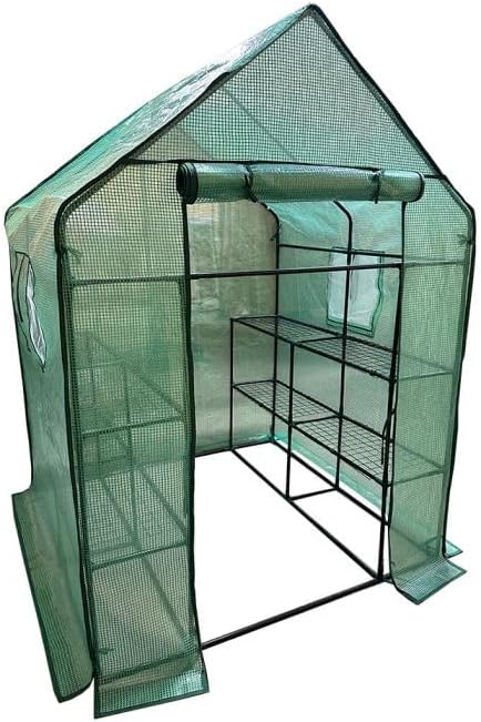 Garden Winds Custom Fit Replacement Cover Compatible with The Ohuhu Y21-80401-13 4.8' x 4.8' Portable Walk in Instant Pop Up Greenhouse Zipper Entry Door Mesh Side Windows - PE Fabric - Green