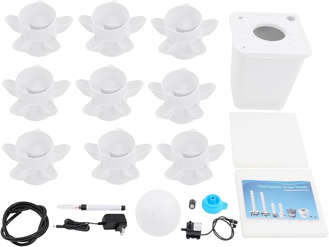 45 Pods Hydroponic Tower Growing System Vertical Garden Home Hydronic Garden with Water Pump Water Circulation Plants Germination Kit for Indoor Herbs Fruits &amp Vegetables