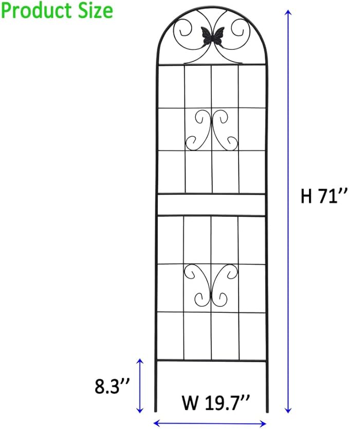 Sturdy Metal Garden Trellis for Climbing Plants – Rust-Resistant Outdoor Flower Support with Decorative Lattice Design (2 Pack-H71'')