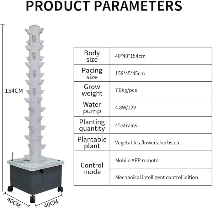 15 Layers 45 Plant Locations Hydroponic Tower Growing Indoor Vertical Grow Tower Hydroponic Growing Aquaponics Growing Syste