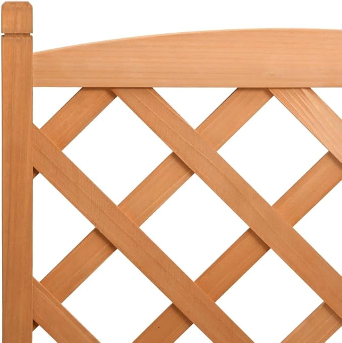 Solid Wood Garden Planter with Trellis Wood Raised Garden Bed Planter with Trellis Outdoor Garden Box for Climbing Plants Brown Solid Wood Fir-765