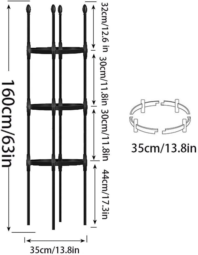 RADAAB Garden TrellisStainless Steel Trellis for Climbing Plants110cm140cm170cmTall Plant Support ClimbingPerfect for Tomatoes Vines and More 1-Pack (Size : 13.8/35cm Dia. x63/160cm H)