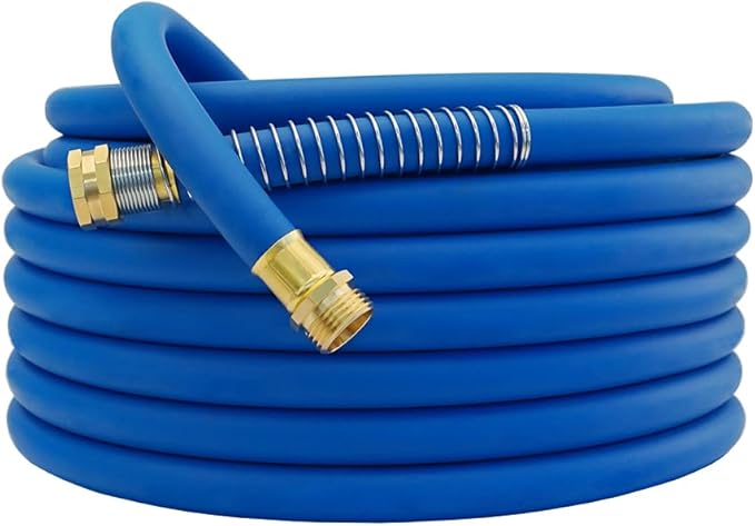 100FT 3/4 Heavy Duty Rubber Garden Hose - 200psi Working 1000psi Burst - Hot/Cold Water - Five-Layered Braiding for Durability - Versatile for Gardening Agriculture Construction(Blue)
