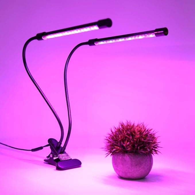 USB LED Grow Light with Clip 18W Red and Blue Plant Growing Lamp for Indoor Hydroponics - Adjustable 360 Degree Flexible Arm Energy Efficient Aluminum Housing Timing Function