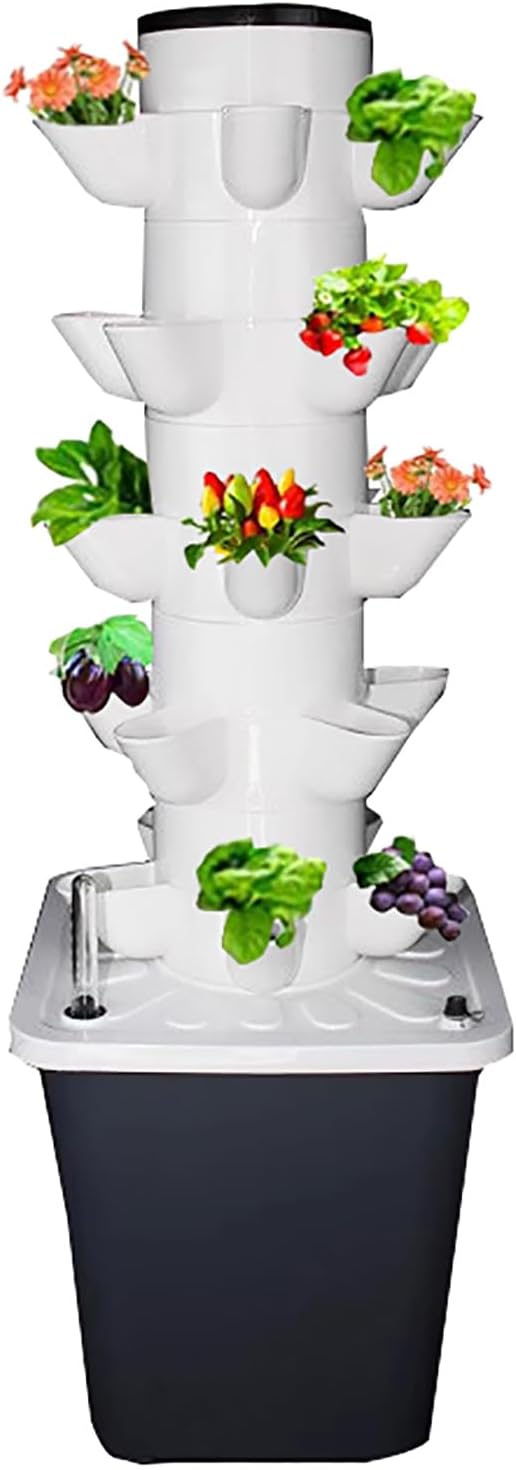 Hydroponic Growing System Kit30-plants Indoor Vertical Tower Garden System Kitsmart Garden Hydroponic Germination Kit Vegetable Tower With Pump For Herbs Fruits And Vegetables(25 holes White)