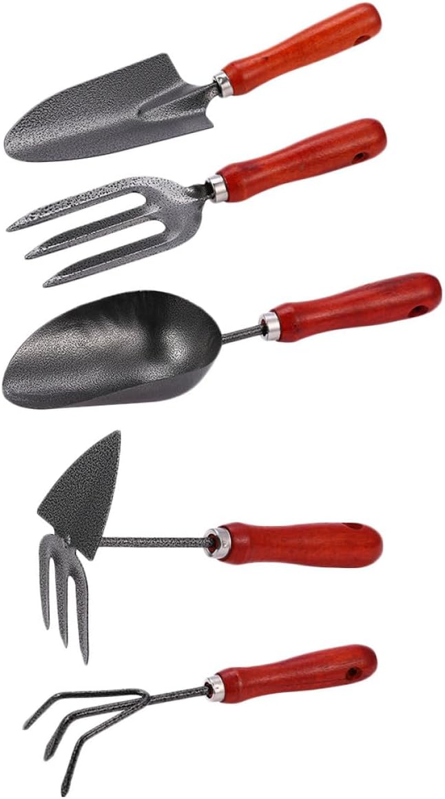 5pcs Garden Tool Set with Planting Shovels and Outdoor Rake Steel Hand Tools for Flower Beds and Vegetable Gardens Sturdy Gardening Equipment for Home Use