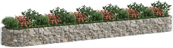 Gabion Raised Garden Bed Silver Galvanized Iron Metal Large 236.2x39.4x19.7 inch Durable Outdoor Planter for Vegetables Flowers