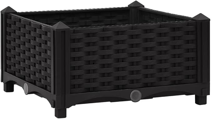 Raised Bed Garden Planter Outdoor Planter Box Natural Plant Pot Suitable for Vegetable Grass Lawn Yard 15.7x15.7x9.1 Polypropylene