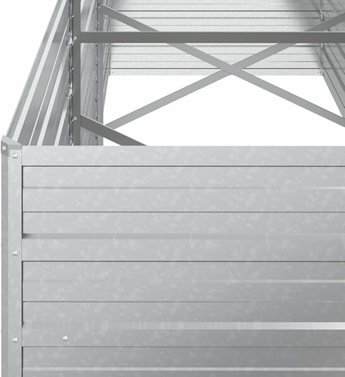 Large Garden Raised Bed Silver Galvanized Steel Planter for Outdoor Plants 94.5x31.5x30.3 Inch Rectangular Garden Bed Tall Raised Planter Box for Vegetables Herbs Flowers
