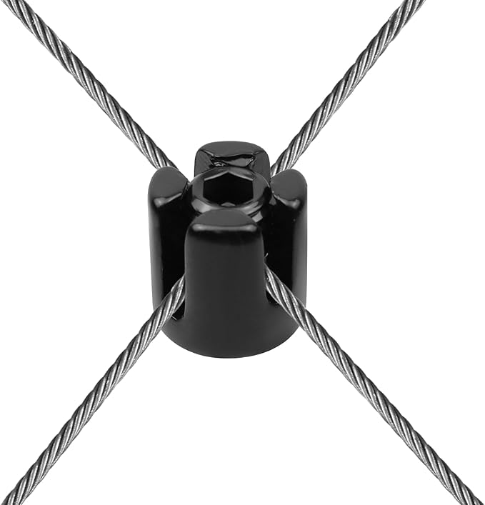 20 Pcs Black Cross Cable Clamps 316 Stainless Steel Cable Clips No Drilling Required Wire Rope Wall Trellis Kit Fittings for Steel Wire Nets Vines and Climbing Plants(Fit 4/25 Cable)