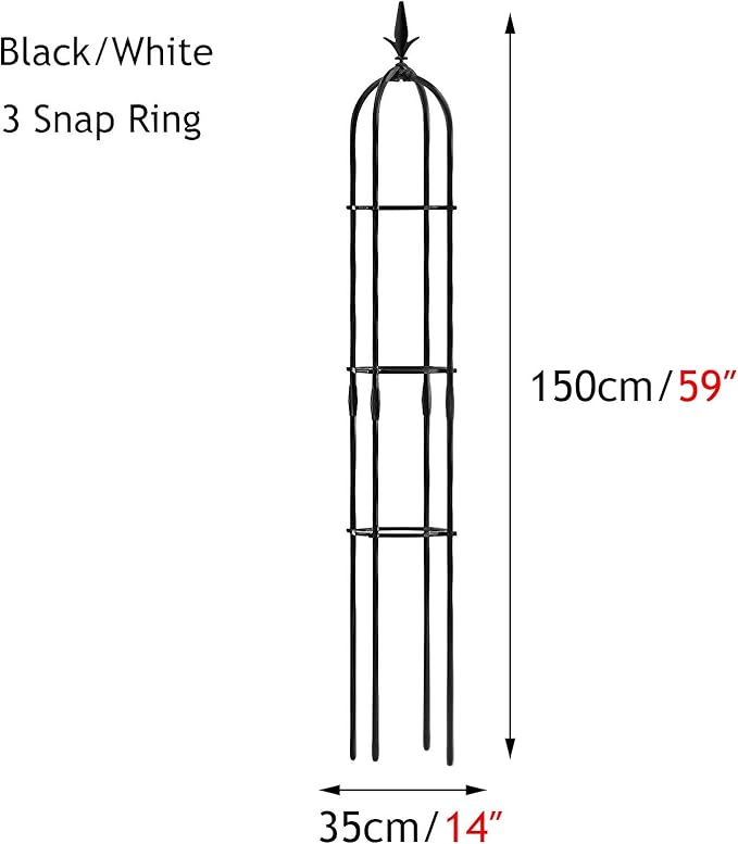 Garden Obelisk Potted Plant Stand Tomato Cage Garden Trellis for Climbing Plants Patio Backyard Flowers Black/White (Color : White Size : 150x35cm)