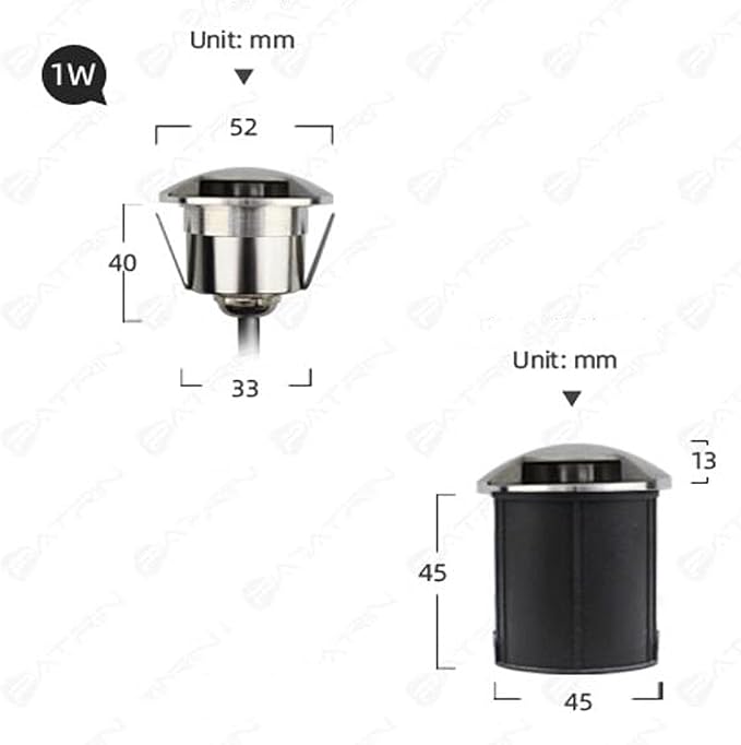 Outdoor Landscape Lamp - LED Buried Lights DC 24V Low VoltageOne / Two / Four Side Wall Light IP67 Waterproof Recessed LED Spotlight Inground Driveway Pathway Lights Easy To Install(Green1W-52MM-