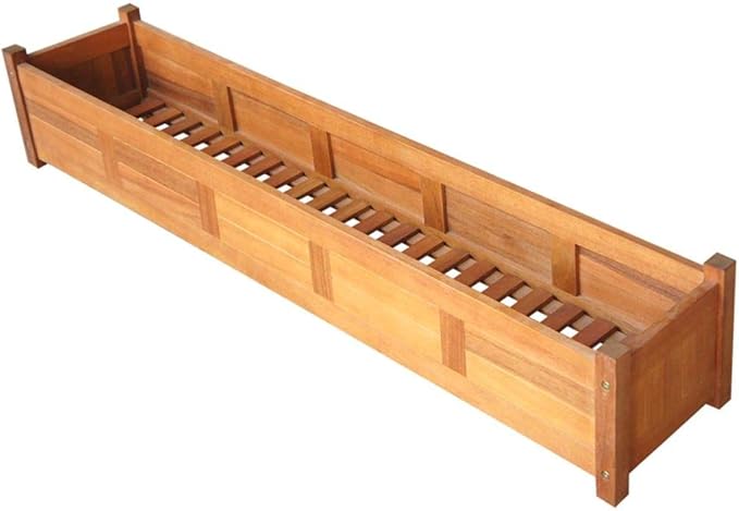 Garden Planter Raised Bed Acacia Wood Patio Flower Plant Vegetable Bed with Slatted Bottom Wooden Lawn Backyard Outdoor Patio DIY Decor 59 x 11.8 x 9.8