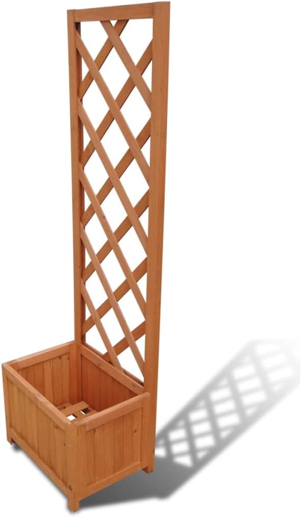 Solid Wood Trellis Planter Raised Garden Bed with Built-in Support Large Outdoor Planter Box for Flowers Vegetables and Climbing Plants 1'4 x 11.8 x 4'5 Easy Assembly Durable Construction