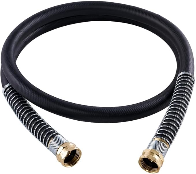 Leader Garden Hose 5ft x 3/4 Heavy Duty Short Water Hose Female to Female Fittings Five Layered Braiding for Durability 1000PSI Burst 300PSI Working (Black)