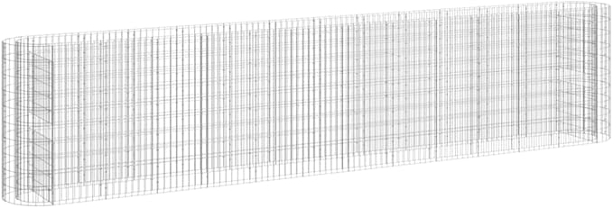 Gabion Raised Garden Bed Silver Galvanized Iron Large 185x19.7x39.4 Inch Durable Outdoor Planter for Flowers Vegetables
